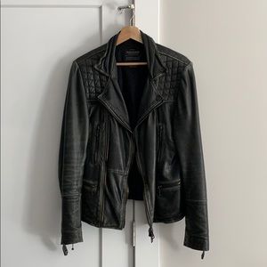 All Saints Leather Conroy Biker Jacket in xs
